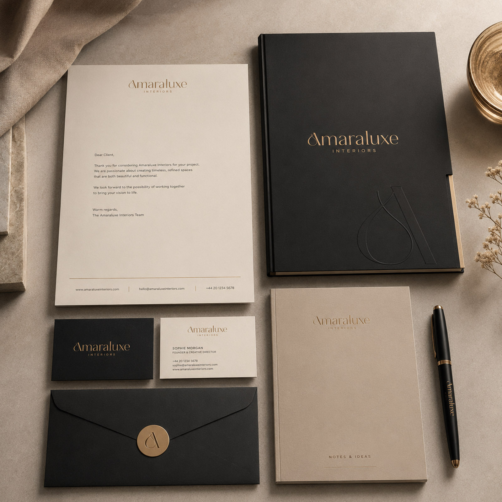 Amaraluxe Interiors logo identity